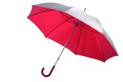 Lekki parasol reklamowy SOLARIS, srebrny, czerwony