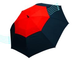 parasol reklamowy typu golf MONSUN, czarny, czerwony