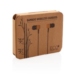 Bambusowe bezprzewodowe słuchawki douszne